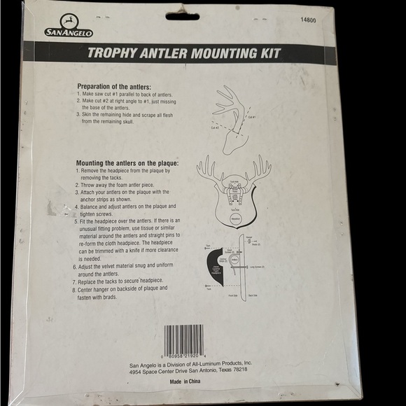 San Angelo Trophy Antler Mounting Kit - Picture 2 of 2